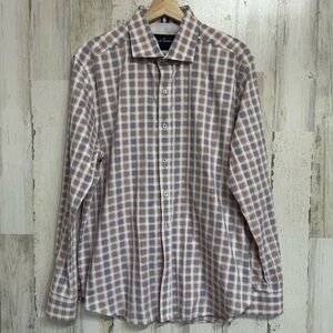 Robert Graham Tailored Fit Button Down Flip Cuff Shirt Mens Size XL
